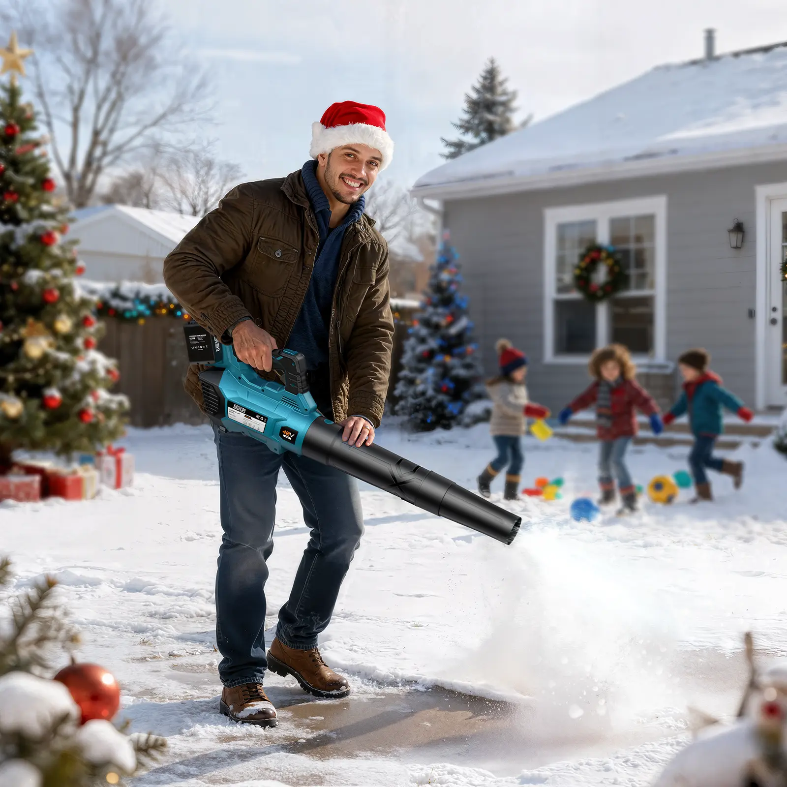 40V Cordless Electric Leaf Blower/Snow Blower Cordless, 680CFM/210MPH Brushless Motor with 2 * 5200 mAh Batteries and 2*Chargers, Variable Speed Control & Turbo Button, Electric Blower for Lawn Care/Debris/Dust#SummerVibes