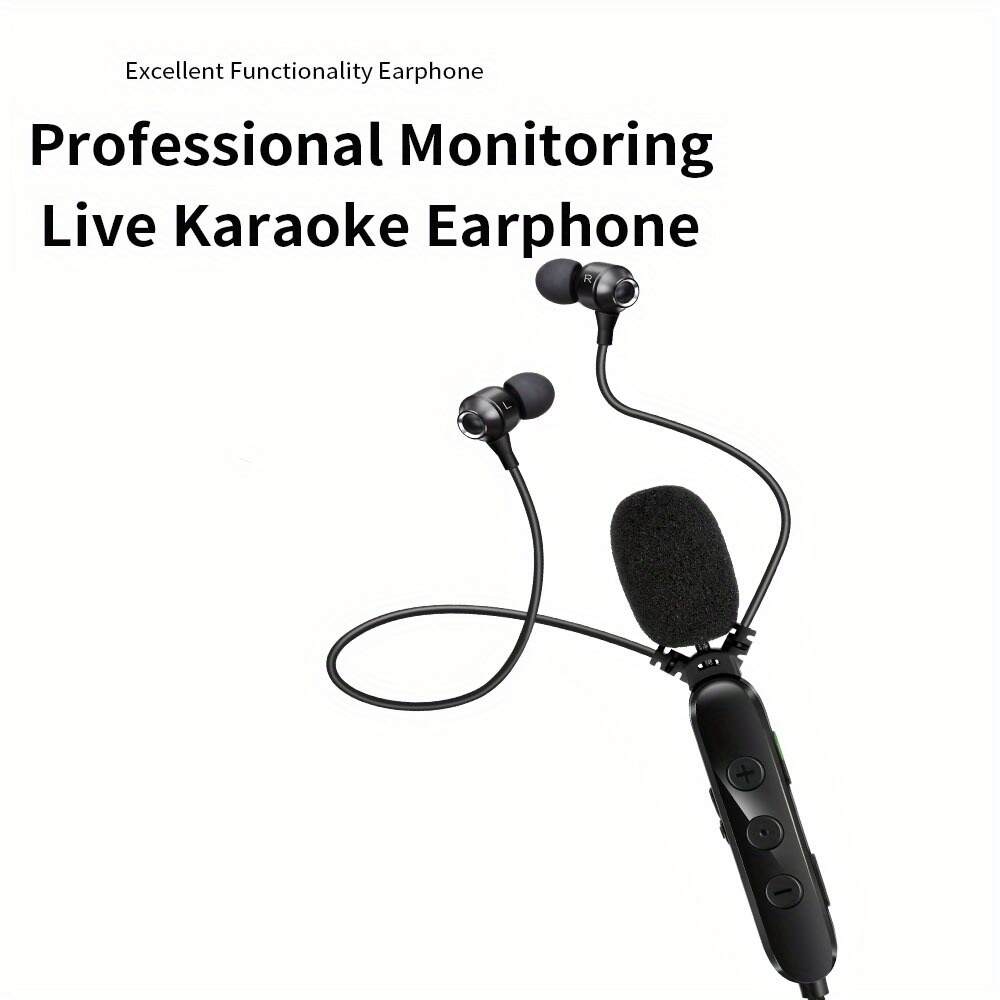Live In-Ear Headphones with Microphone for KTV, Wired Type-C Sound Card, Echo Effect, Real-Time Ear Monitoring, Line Control, High-Definition Microphone, Suitable for Mobile Phone Headphones with Noise-Cancelling Microphone.