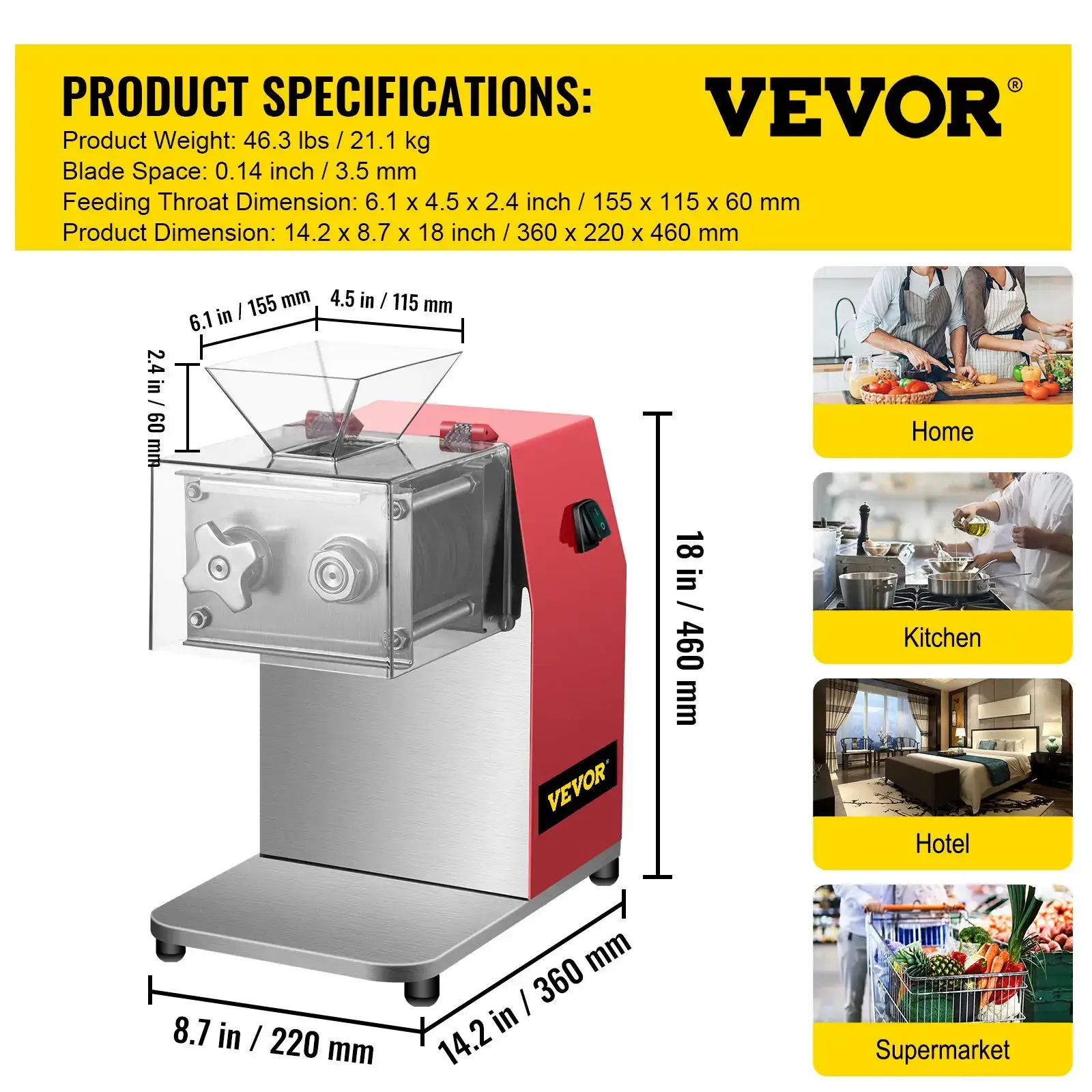 Commercial Meat Cutting Machine, Various specifications, Meat Shredding Machine, Stainless Steel Restaurant Food Cutter, for Kitchen Supermarket Lamb Beef Chicken