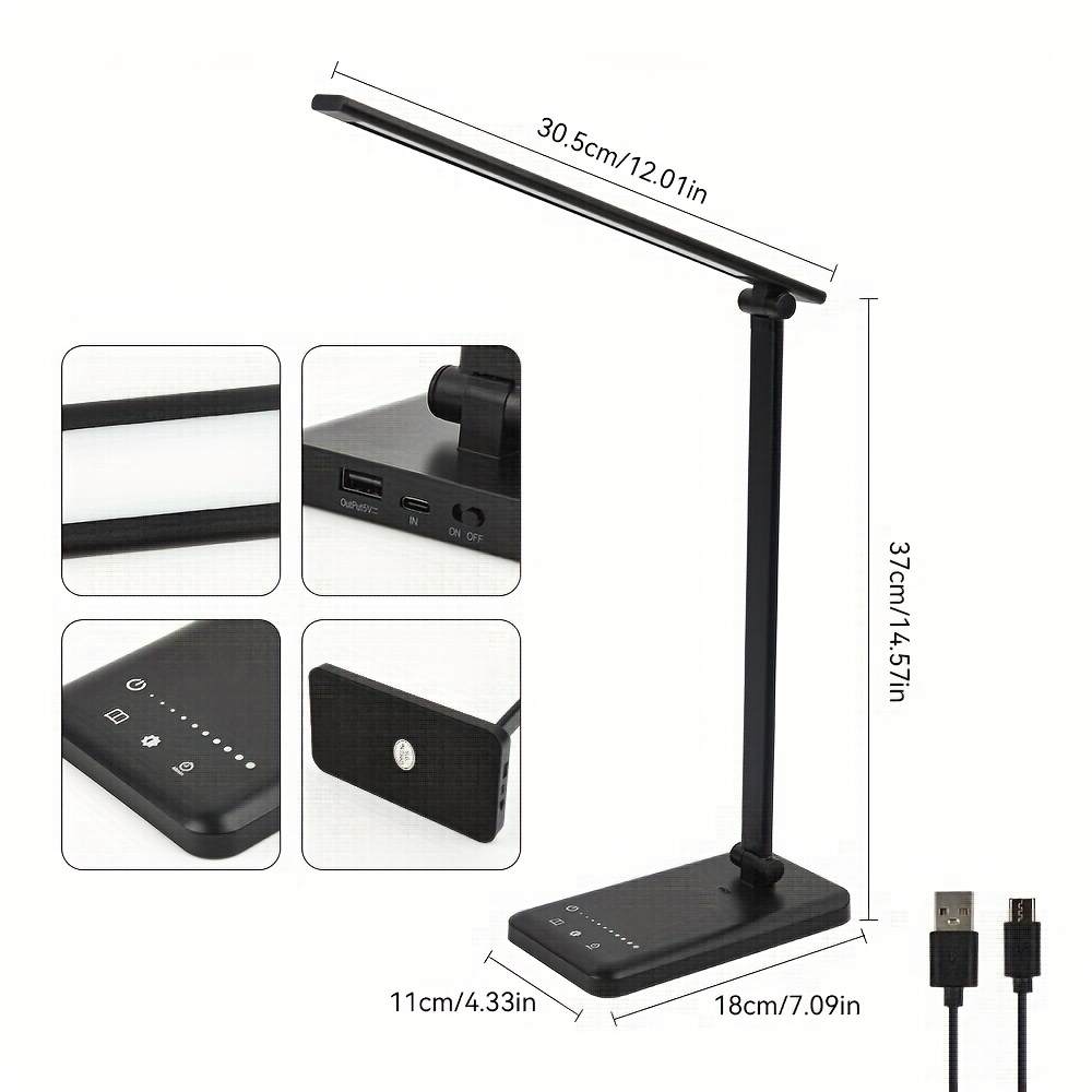 [Timer Desk Lamp] Adjustable Brightness/Color USB Plug-in Study Desk Lamp with 45-Minute Timer