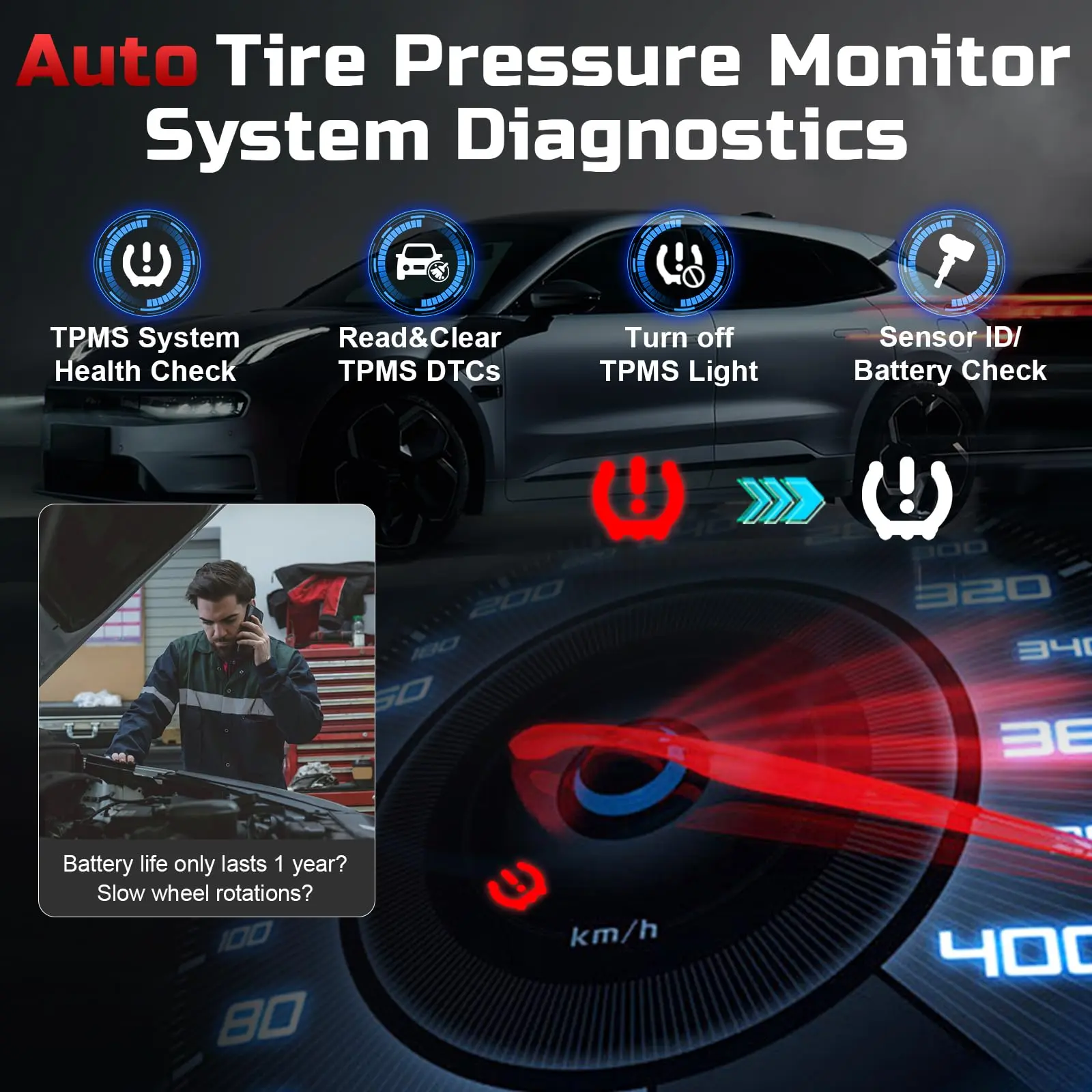 TP150 TPMS Programming Tool, 2026 TPMS Relearn Tool, Activate/Relearn/Diagnosis All Known TPMS Sensors, Program TS100 Sensors (315/ 433MHz), TPMS Reset Tool TPMS Programmer