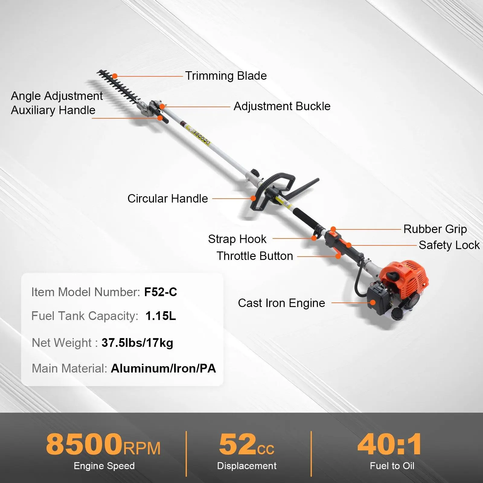 6-in-1 Multi-Functional Trimming Tools with Gas Hedge Trimmer,  , Weed Eater, String Trimmer, Brush Cutter, Edger & Pole Saw Chainsaw Pruner Whacker Shoulder VEVOR Super Brand Day