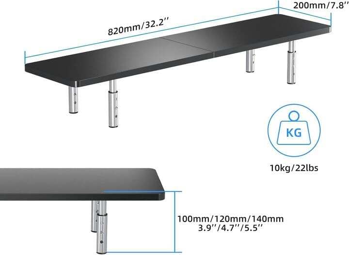 Computer Monitor Stand Riser,Monitor Riser for Laptop, Printer, Notebook and All Flat Screen TV Display with Vented Platform,3 Height Adjustable Laptop Riser,1 Pack,Black(MST003)