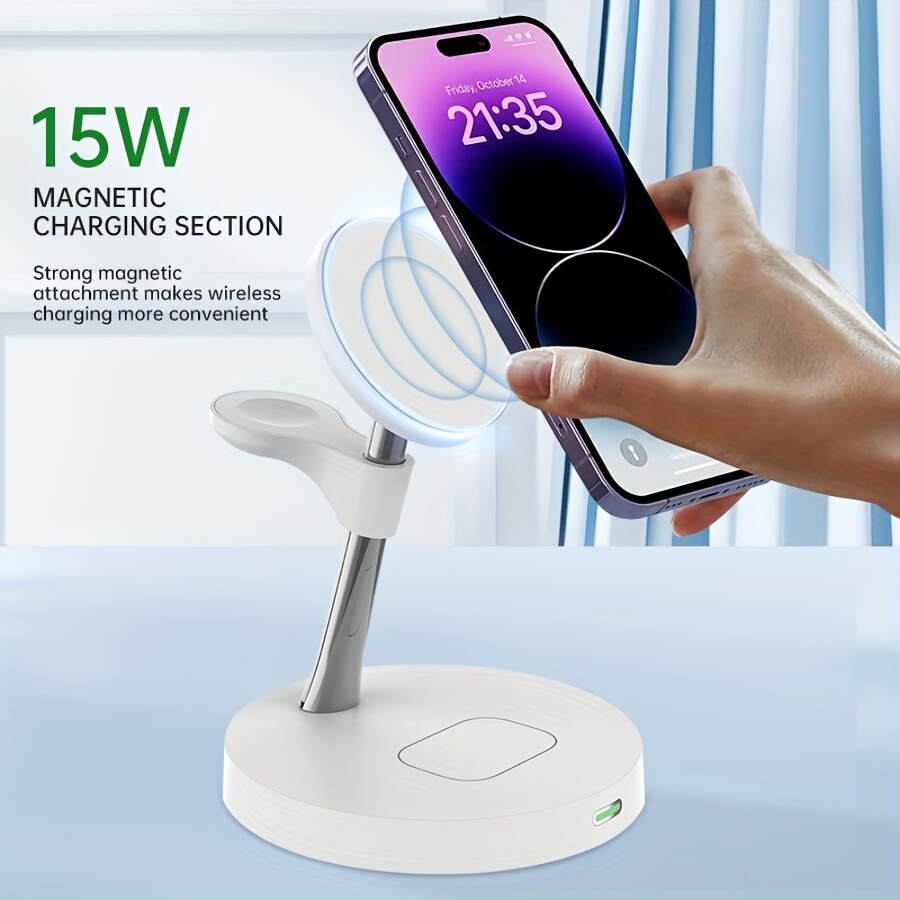 [Wireless 3in1 Charger] Wireless Charger 3in1 Charging Station - Compatible with iPhone 16 15 14 13 12 Series, AirPods, iWatch Series and Galaxy Watch Series