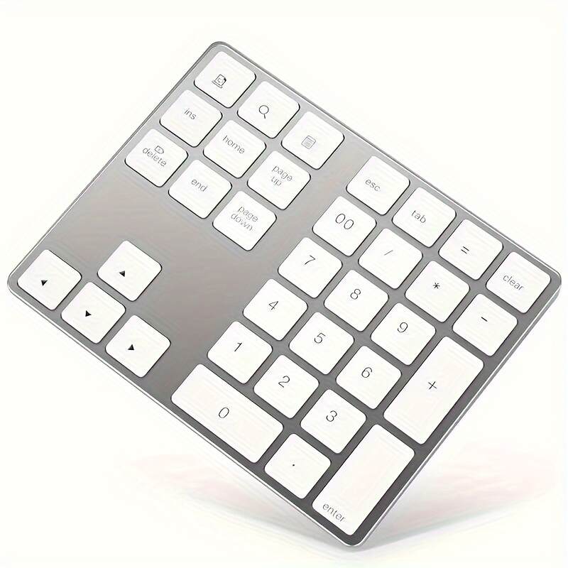 [Wireless Numeric Keyboard] 1pc Wireless 34-Key Numeric Keyboard | USB-C Rechargeable with Smart Recognition System, Compatible with MAC OS Computers, Includes USB Cable, Lithium Polymer Battery - Type-C Charging