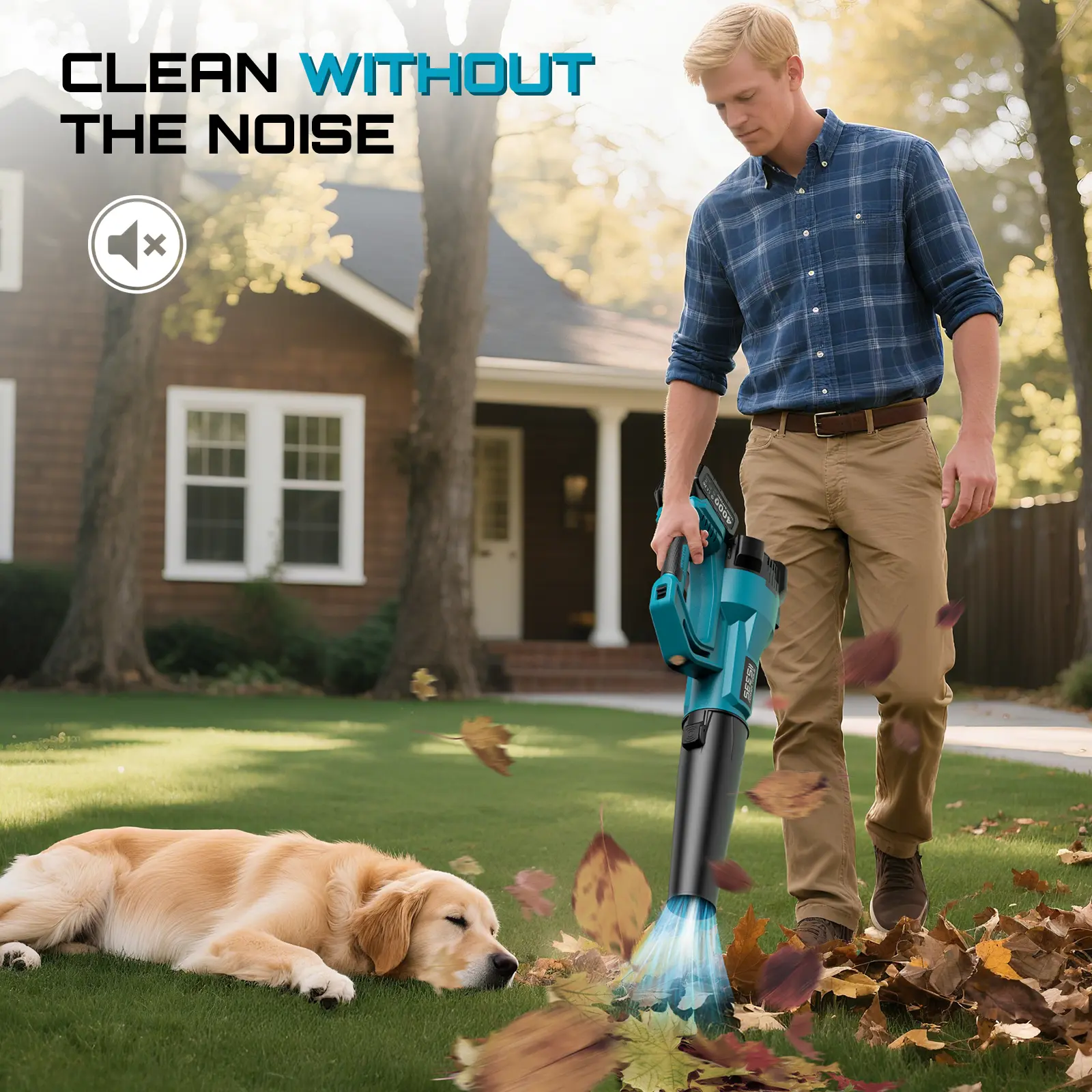 Leaf Blower Cordless Electric Leaf Blower/Snow Blower  780CFM/440MPH Brushless Motor 2x4000mAh Batteries Handheld Snow Blower Variable Speed Control Turbo Button Electric Blower for Lawn Care Debris Dust Removal Outdoorfun