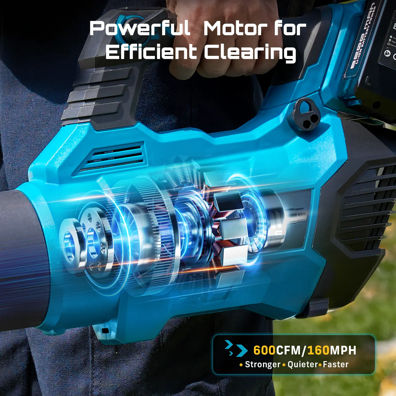 40V Cordless Electric Leaf Blower/Snow Blower Cordless, 680CFM/210MPH Brushless Motor with 2 * 5200 mAh Batteries and 2*Chargers, Variable Speed Control & Turbo Button, Electric Blower for Lawn Care/Debris/Dust#SummerVibes