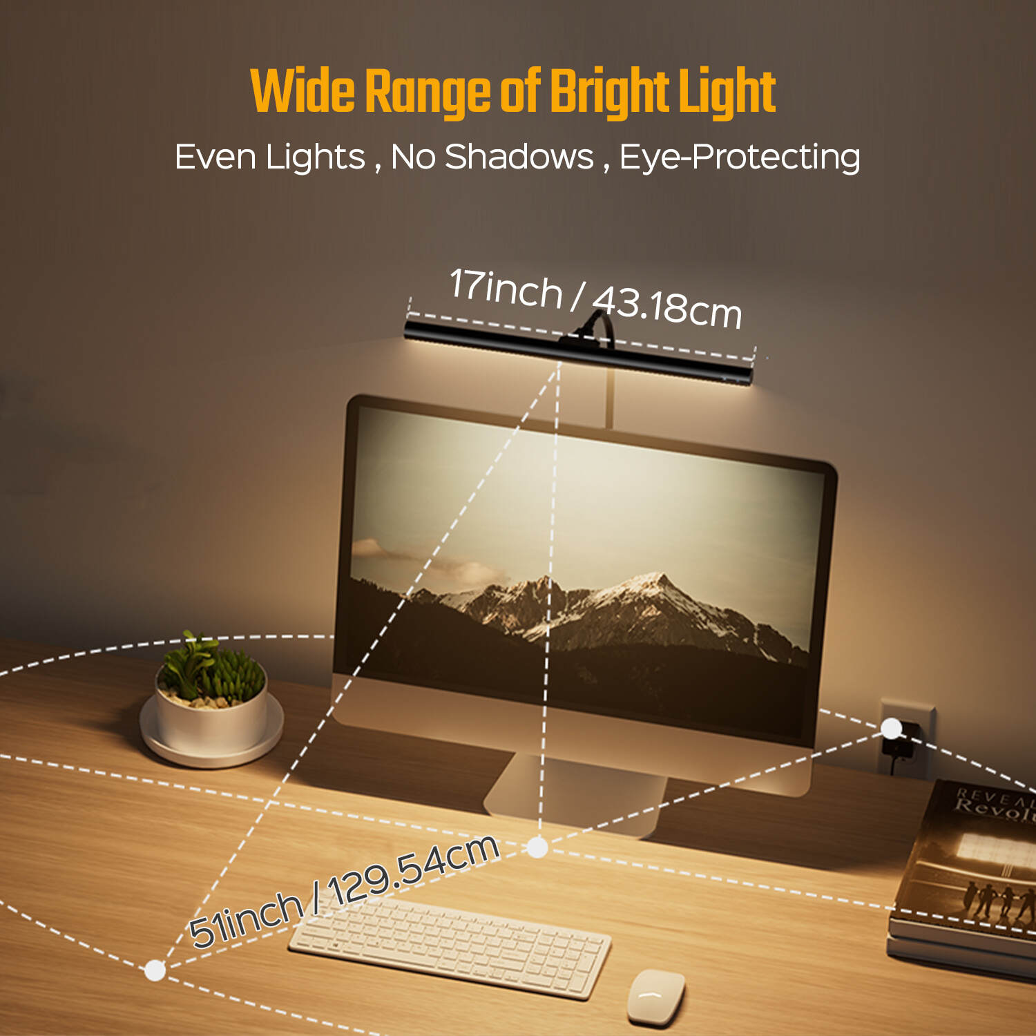 Desk Lamp for Home Office, Eye-Caring Desk Light with Adjustable Gooseneck, 12W Touch Control Dimmable Brightness, Architect Clamp Lamp for Computer Monitor