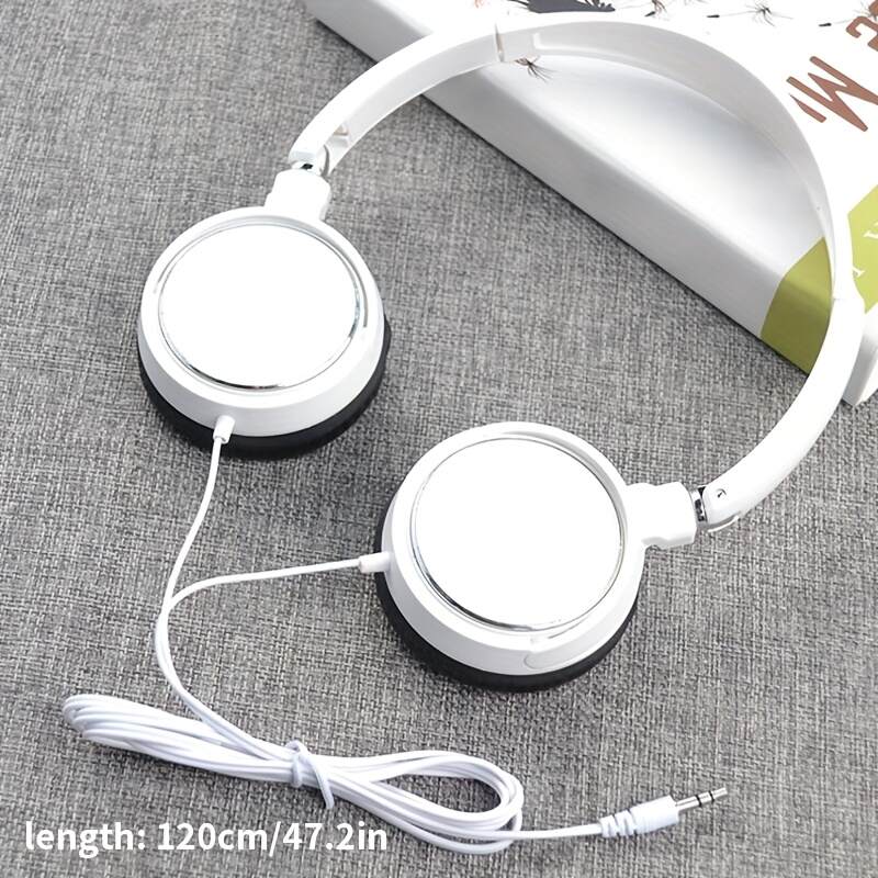 1pc Over-Ear Wired Headphones with 3.5mm Jack - Sleek White & Black, Comfort Padded Ear Cups, Tangle-Free Cable, Ideal for Gaming, Music Listening & Video Watching
