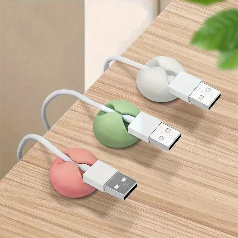 6 Desk Cable Managers (1 of each color), Cable Clips, Cord Clips for Desk, Adhesive Cable Managers, Chargers for Nightstand, Wall, Car and Office Cable Management Accessories