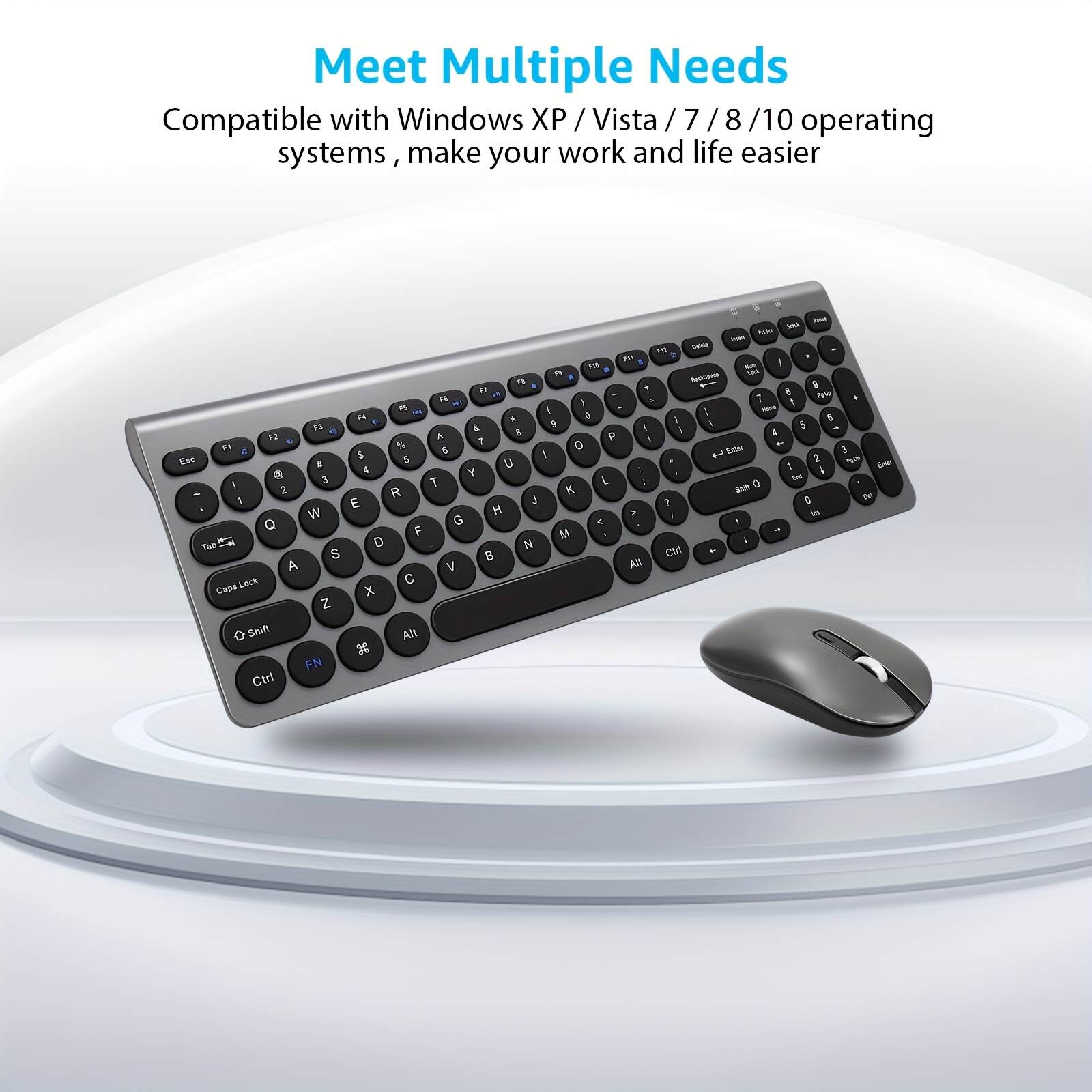 Wireless Keyboard & Mouse Combo, Wireless USB Mouse & Computer Keyboard Combo, Small & Silent, For Windows Laptops, Desktops, PCs