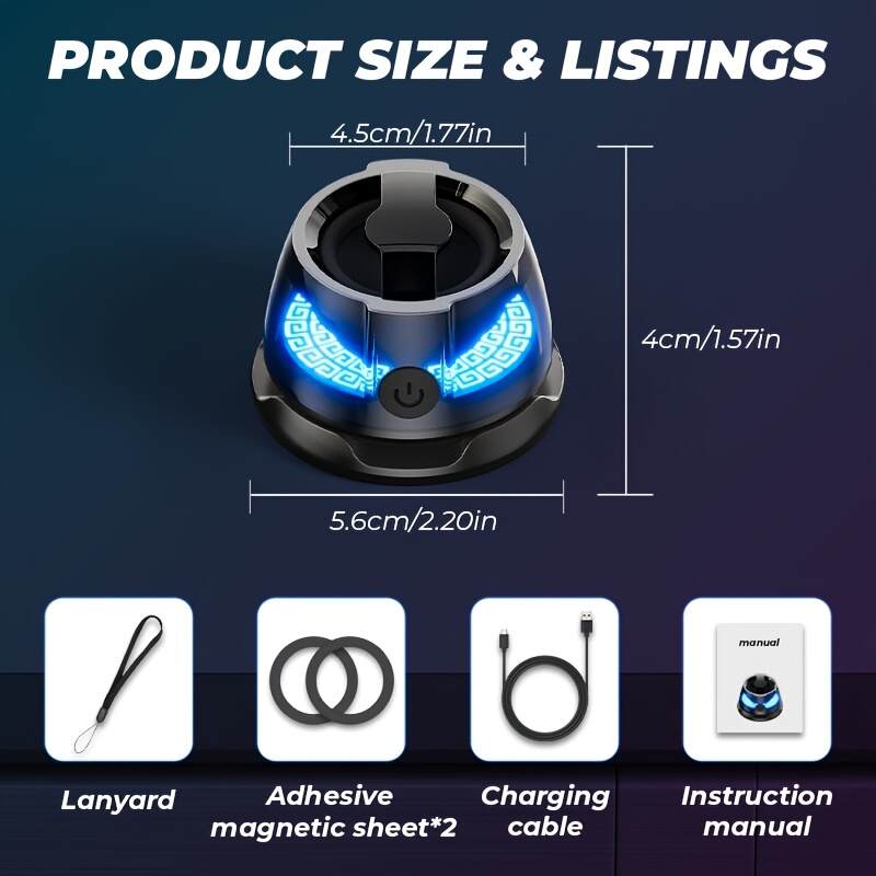 1pc Mini Speaker, Magnetic Wireless Speaker, Phone Holder, Configured with 2 Sticky Magnetic Rings And 1 Lanyard, Suitable for Multiple Scenarios - Shower, Car, Bicycle, Outdoor Portable Mini Speaker System, Multi-purpose Installation