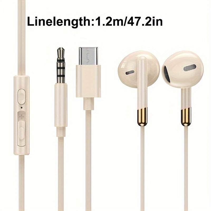Half In-Ear Wired Headphones with Microphone for Calls, Suitable for Most 3.5mm Round Jacks, Type-C Digital Jack Wired Headphones for Gaming, Live Streaming, Karaoke, Sports Running Jumping Rope