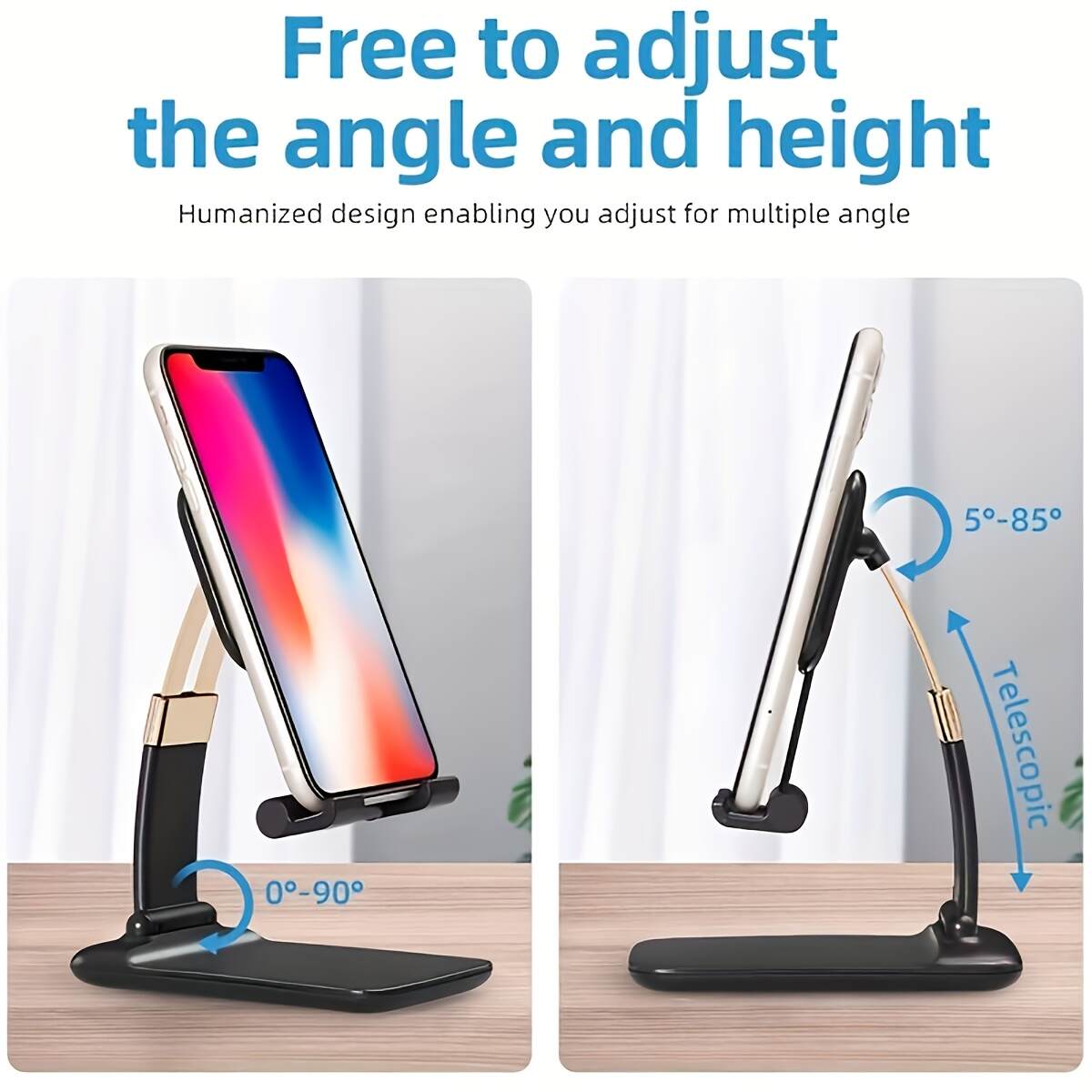 Desk Phone Holder, Foldable Hight Adjustable Phone Stand, Small And Flexible Compatible with Any Smartphones-L-311
