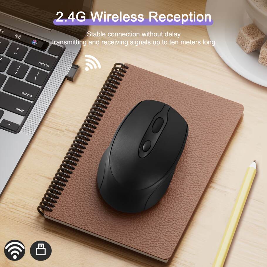 [Wireless Mouse] Rechargeable Ergonomic Wireless Mouse (BT & 2.4G) | Computer Cordless Mouse with USB Receiver for PC Mac Laptop