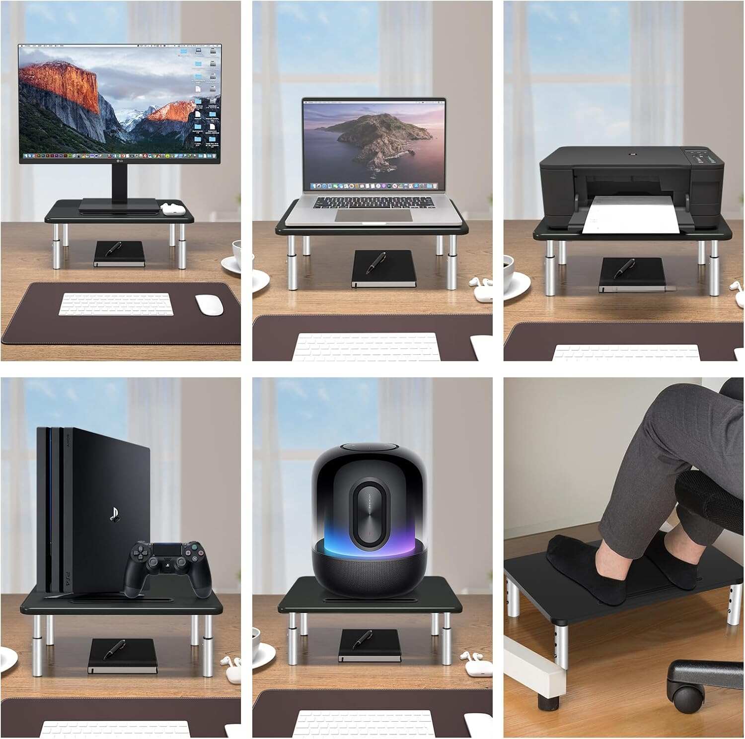 Computer Monitor Stand Riser,Monitor Riser for Laptop, Printer, Notebook and All Flat Screen TV Display with Vented Platform,3 Height Adjustable Laptop Riser,1 Pack,Black(MST003)