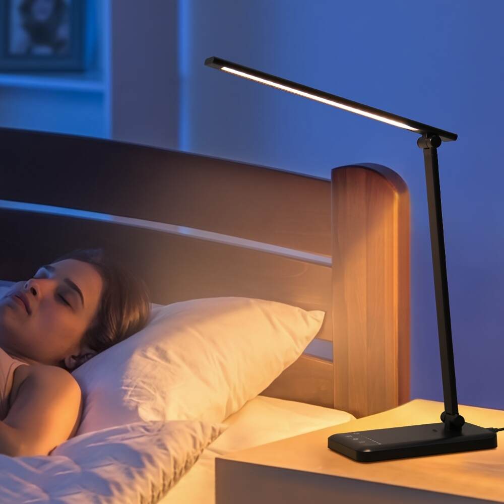 [Timer Desk Lamp] Adjustable Brightness/Color USB Plug-in Study Desk Lamp with 45-Minute Timer