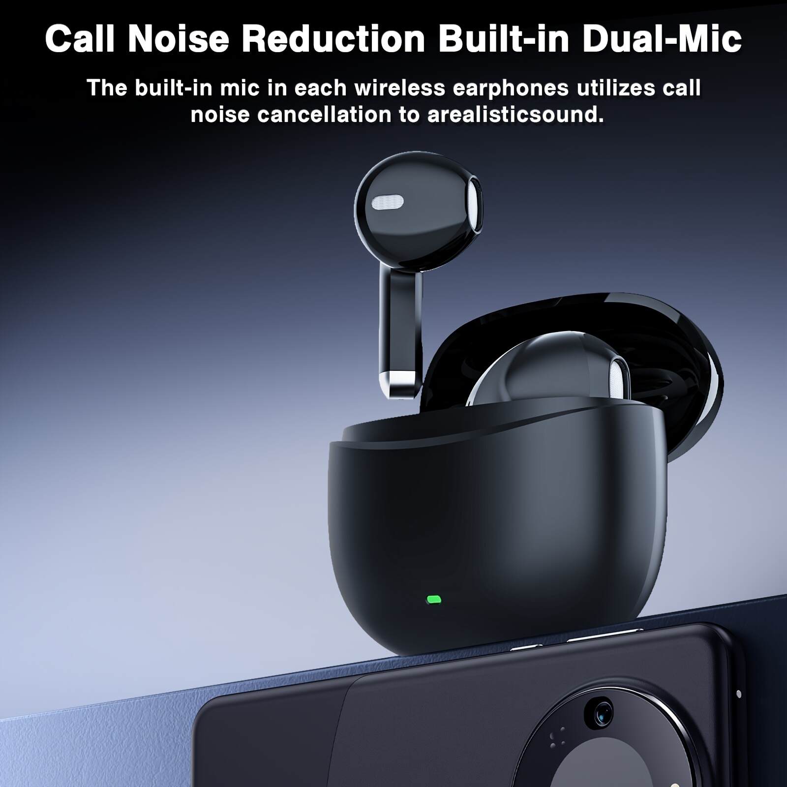 [Wireless Earbuds] 5.4 Wireless Earbuds | Wireless Earphones with Dual Mic, Noise Reduction, Automatic Identification Pairing and Long Standby Time