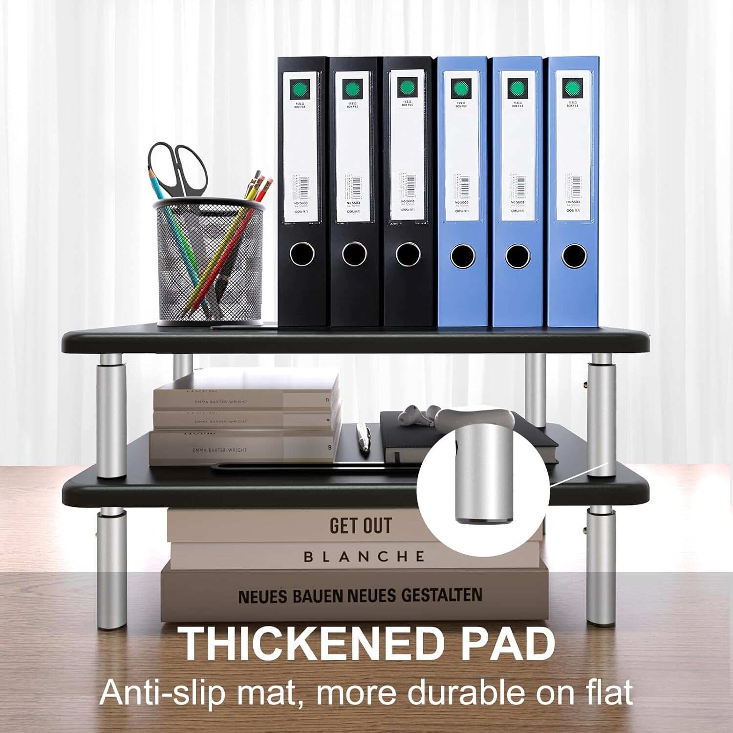 Computer Monitor Stand Riser,Monitor Riser for Laptop, Printer, Notebook and All Flat Screen TV Display with Vented Platform,3 Height Adjustable Laptop Riser,1 Pack,Black(MST003)