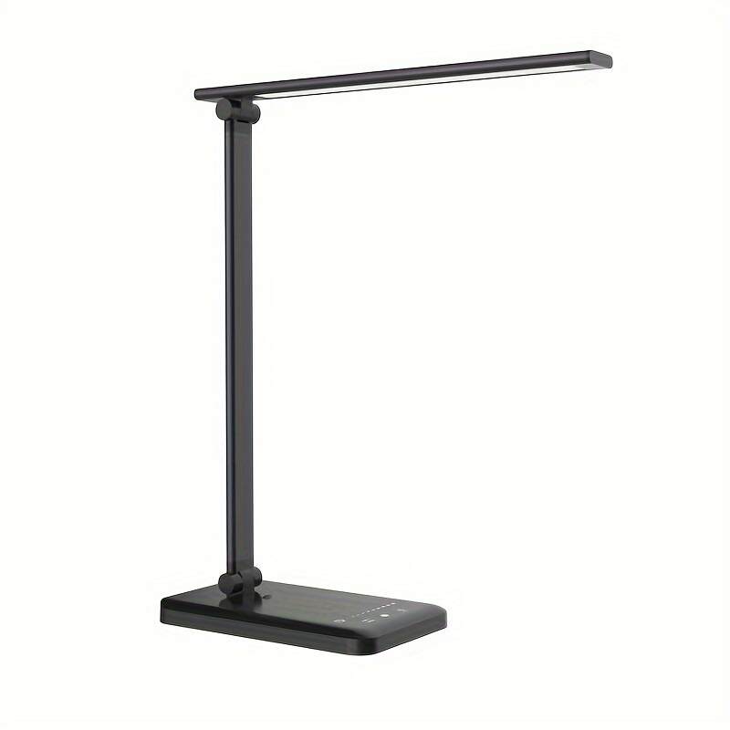 Adjustable LED Desk Lamp with Touch Control, 5 Lighting Modes & Brightness Levels, 45-Minute Auto Timer, USB Powered, Eye-Caring Dimmable Table Lamp for Home, Office, and Reading - White/Black