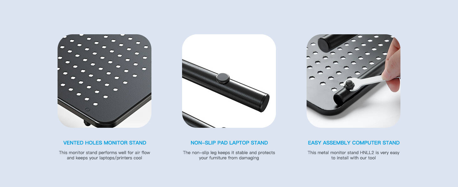 Monitor Stand Riser, Monitor Riser, Laptop Stand for Desk, Laptop Riser, Desk Organizer for Monitor, Laptop Shelf w/Vented for Screen, Computer Stand for Laptop, PC, Printer, for Home & Office