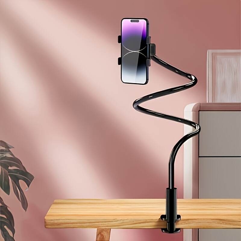 Phone and Tablet Holder, 360° Rotatable Angle Adjustment, Sturdy Durable Bedside Table Mount, Hand-Free Screw Tension Base, Suitable for Up to 30 People in a Household Use