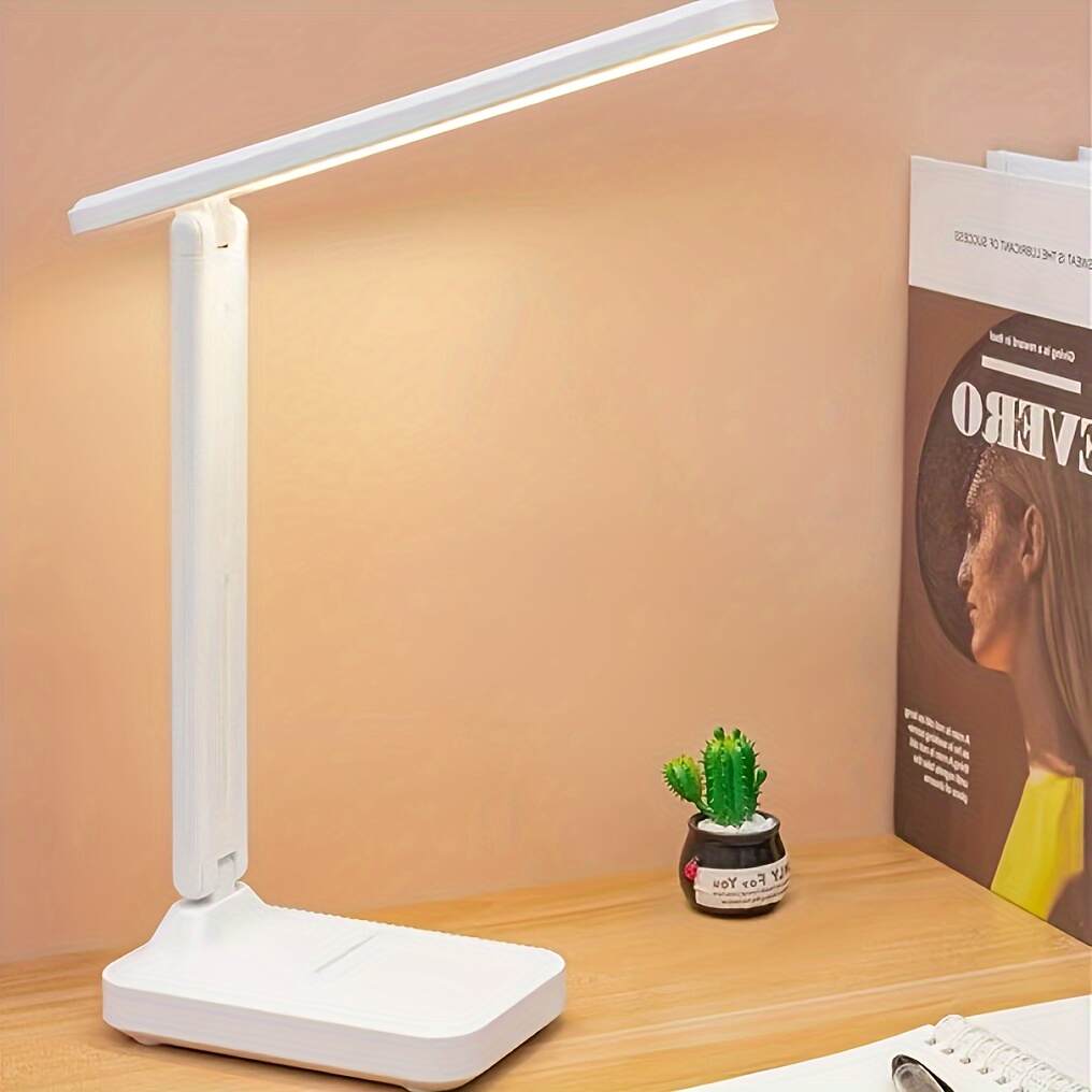 LED Foldable Desk Lamp, 3-Level Dimmable Touch Control, Eye-Care Reading Light for Bedroom, Office, Dorm, Studio, Multi-Scene Indoor Use, Rechargeable 800mAh Lithium Battery, No Wires, Christmas and New Year Gift, 1-Pack