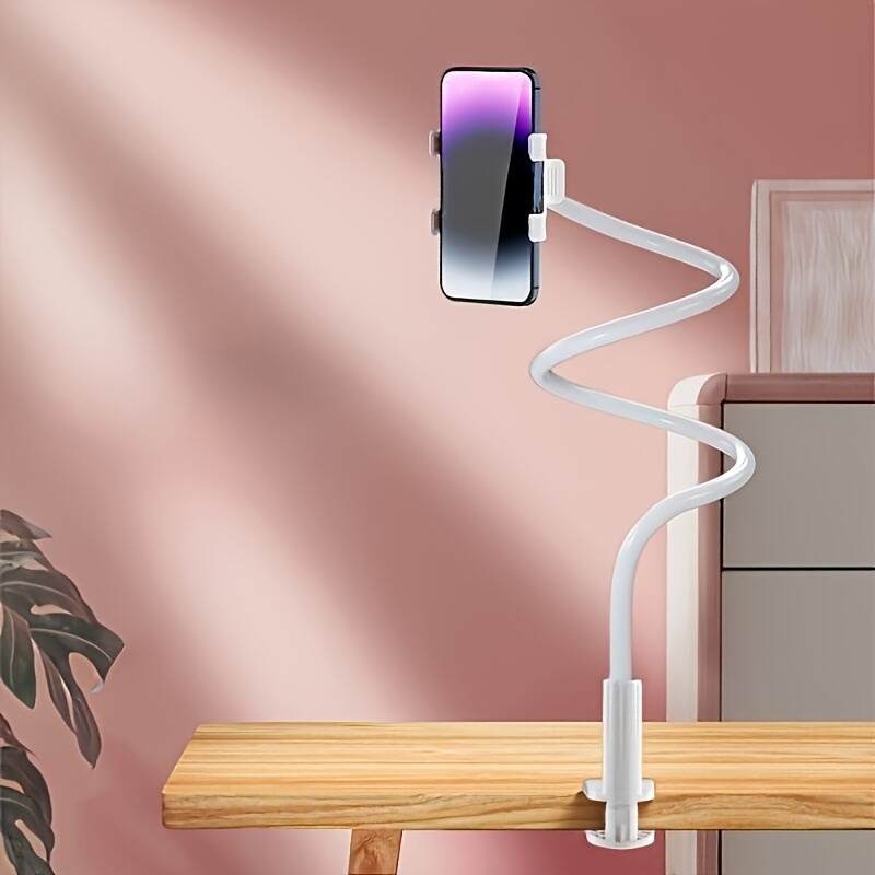 Phone and Tablet Holder, 360° Rotatable Angle Adjustment, Sturdy Durable Bedside Table Mount, Hand-Free Screw Tension Base, Suitable for Up to 30 People in a Household Use