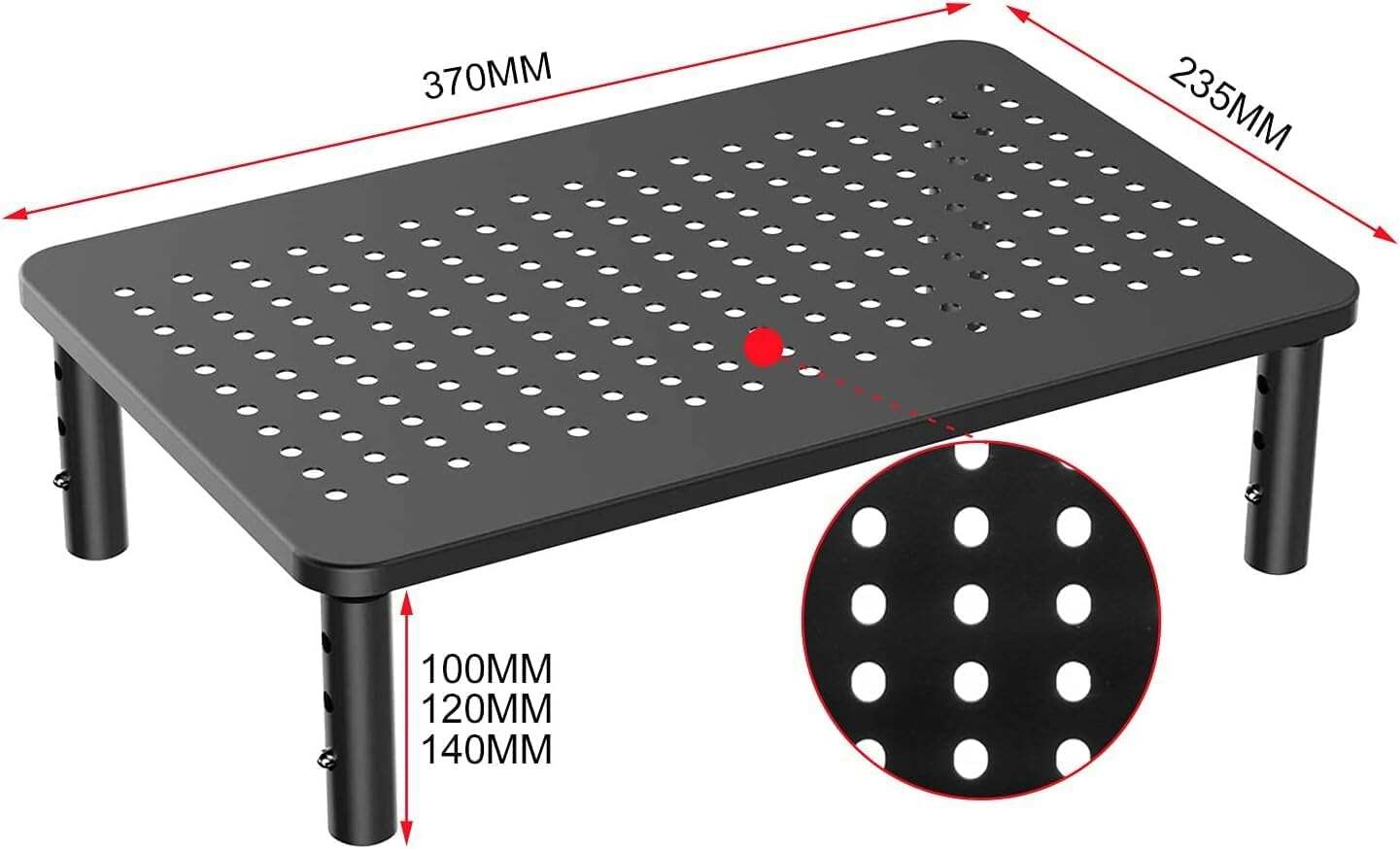 Computer Monitor Stand Riser,Monitor Riser for Laptop, Printer, Notebook and All Flat Screen TV Display with Vented Platform,3 Height Adjustable Laptop Riser,1 Pack,Black(MST003)