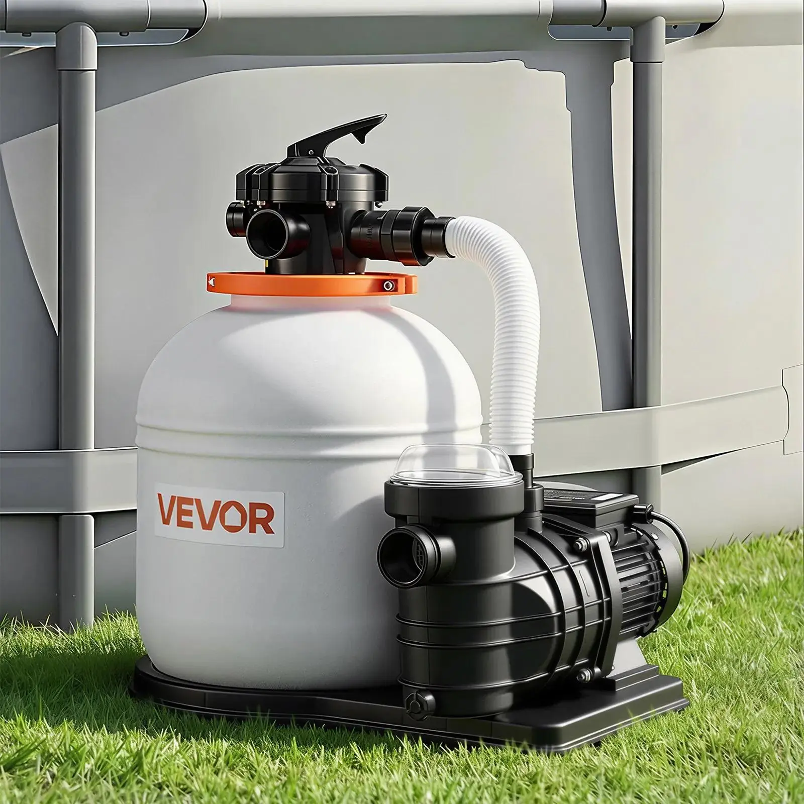 Sand Filter Pump, 16 in for Above Ground Pool, 1 HP 4400 GPH, Swimming Pool Filter System with Timer, 6X Faster Filtration with Media Installed, Leak-Resistant, Ready to Use Out of Box