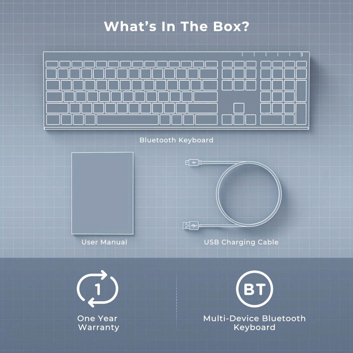 BT Keyboard for Mac- Rechargeable Full Size Keyboard for THREE Devices, Slim Quiet Keyboard with Numeric Keypad Compatible for MacBook Pro/Air, IMac, for iPhone, for iPad Pro/Air/Mini