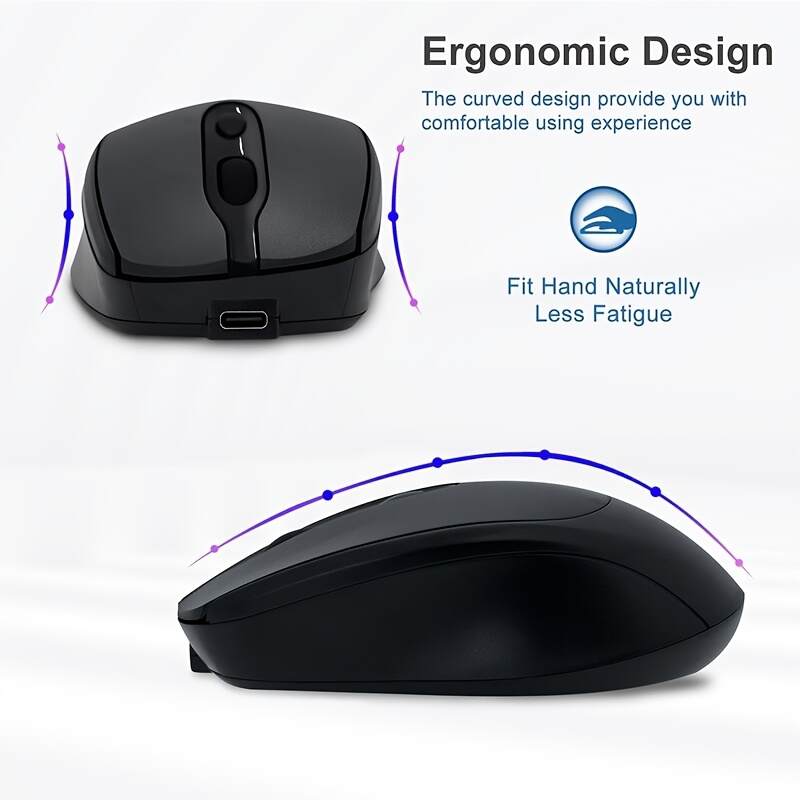 [Wireless Mouse] Rechargeable Wireless Mouse | Updated Small Ergonomic Mouse, 2.4G+Bt Dual-Mode Connection, with USB Receiver, Suitable for Pc Computers, Laptops And Desktops, with Silent Click Function