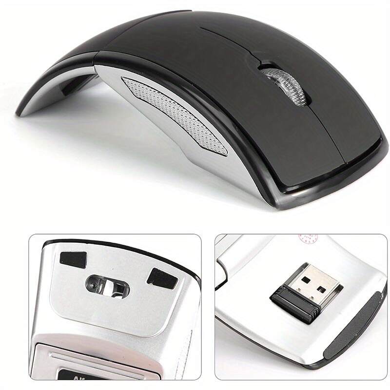 Wireless Foldable Mouse - 2.4GHz Receiver/Optical Tracking/Ergonomic Design/Portable for Laptops, Desktop Computers