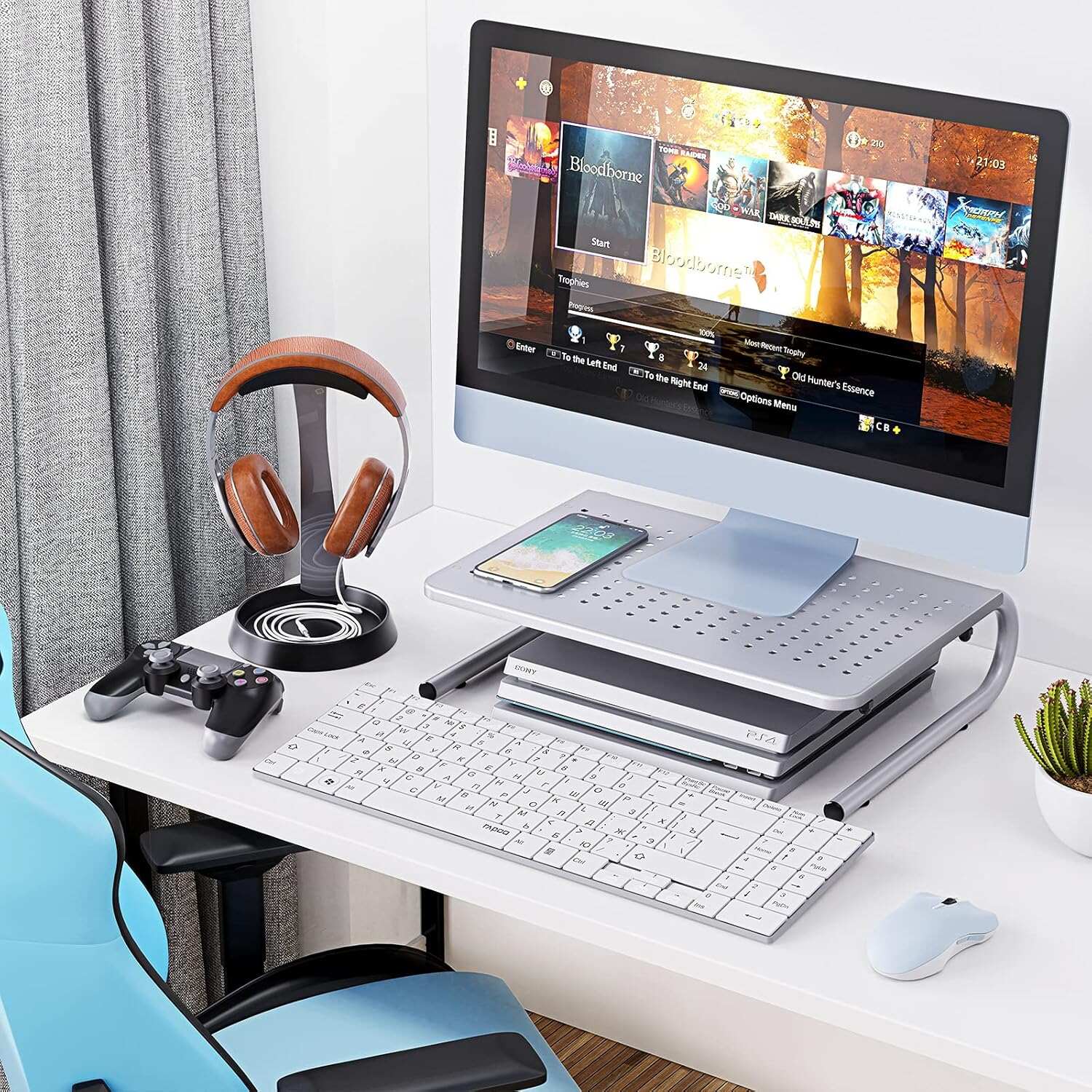 Monitor Stand Riser, Monitor Riser, Laptop Stand for Desk, Laptop Riser, Desk Organizer for Monitor, Laptop Shelf w/Vented for Screen, Computer Stand for Laptop, PC, Printer, for Home & Office