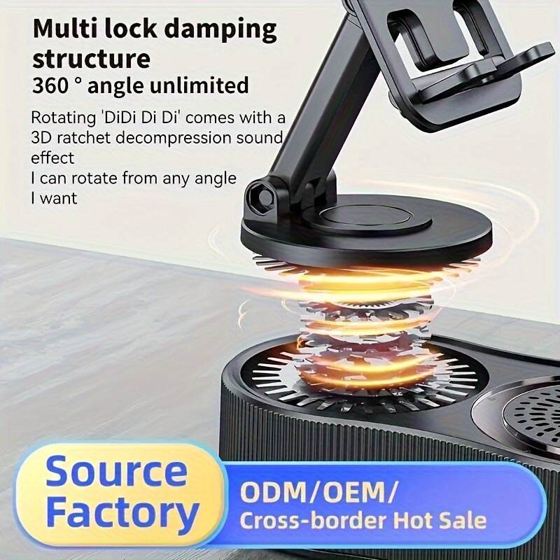 Upgraded Multi-Function Phone Holder with Wireless Speaker, RGB Mood Light & Wireless Charging - USB-C, Rechargeable Battery, Compatible with Phones/Tablets, Indoor/Outdoor Use, Valentine's Day & Holiday Gift, Multimedia Accessory, Speckled Design, Sturdy