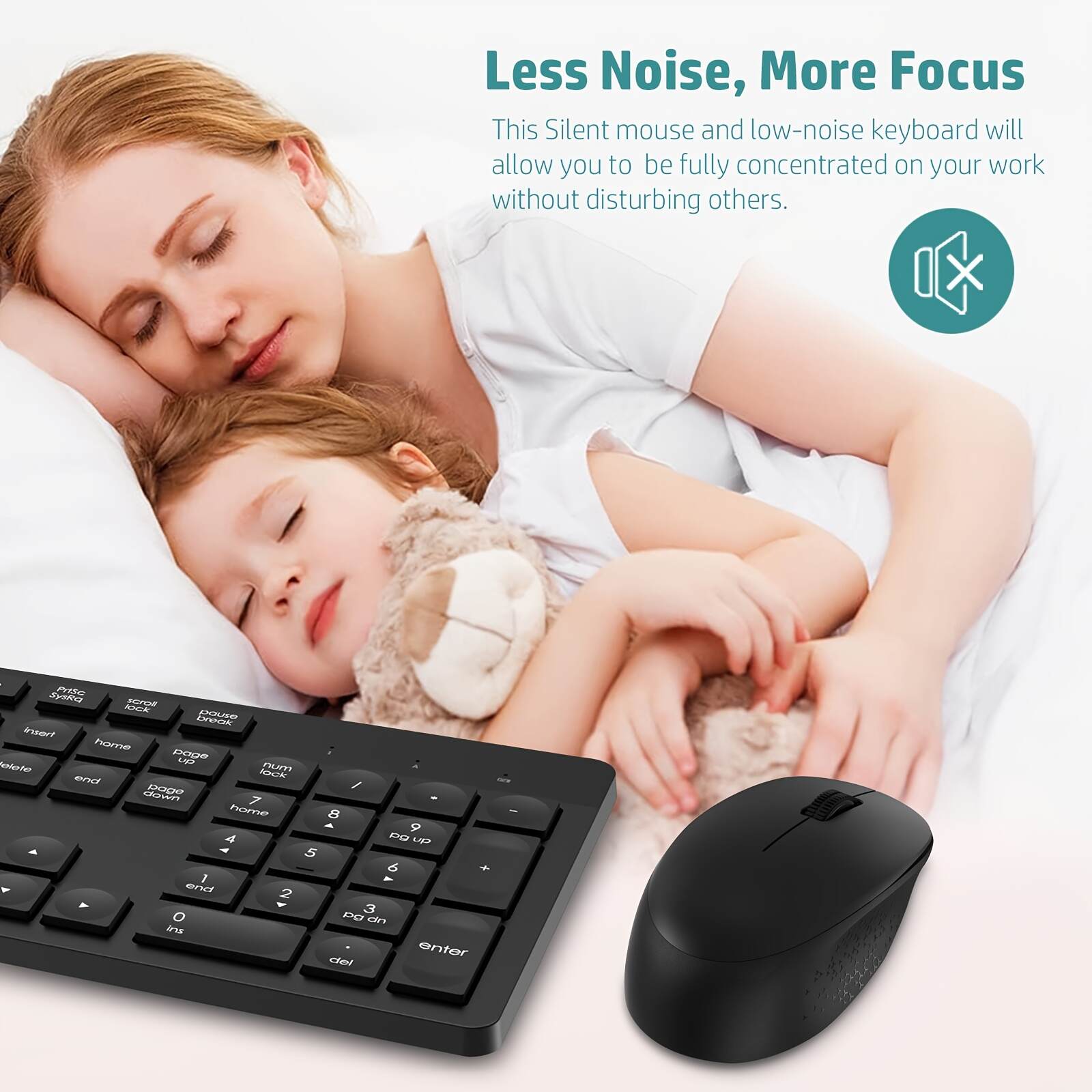 Wireless Keyboard And Mouse Set Business Office Typing Home Splash Resistant Light Sound Thin And Light Portable Durable Peripheral Keyboard And Mouse Laptop Desktop Universal [Cost-effective] Wireless Set