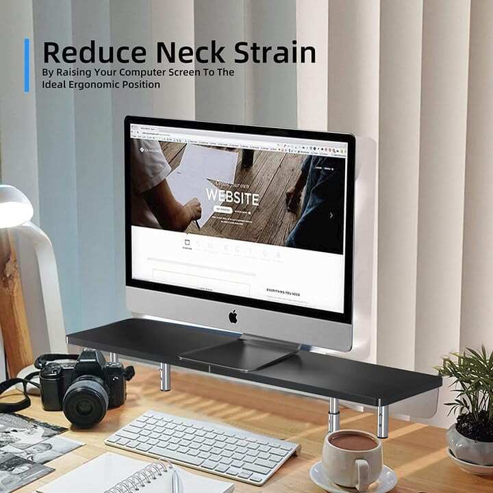 Computer Monitor Stand Riser,Monitor Riser for Laptop, Printer, Notebook and All Flat Screen TV Display with Vented Platform,3 Height Adjustable Laptop Riser,1 Pack,Black(MST003)