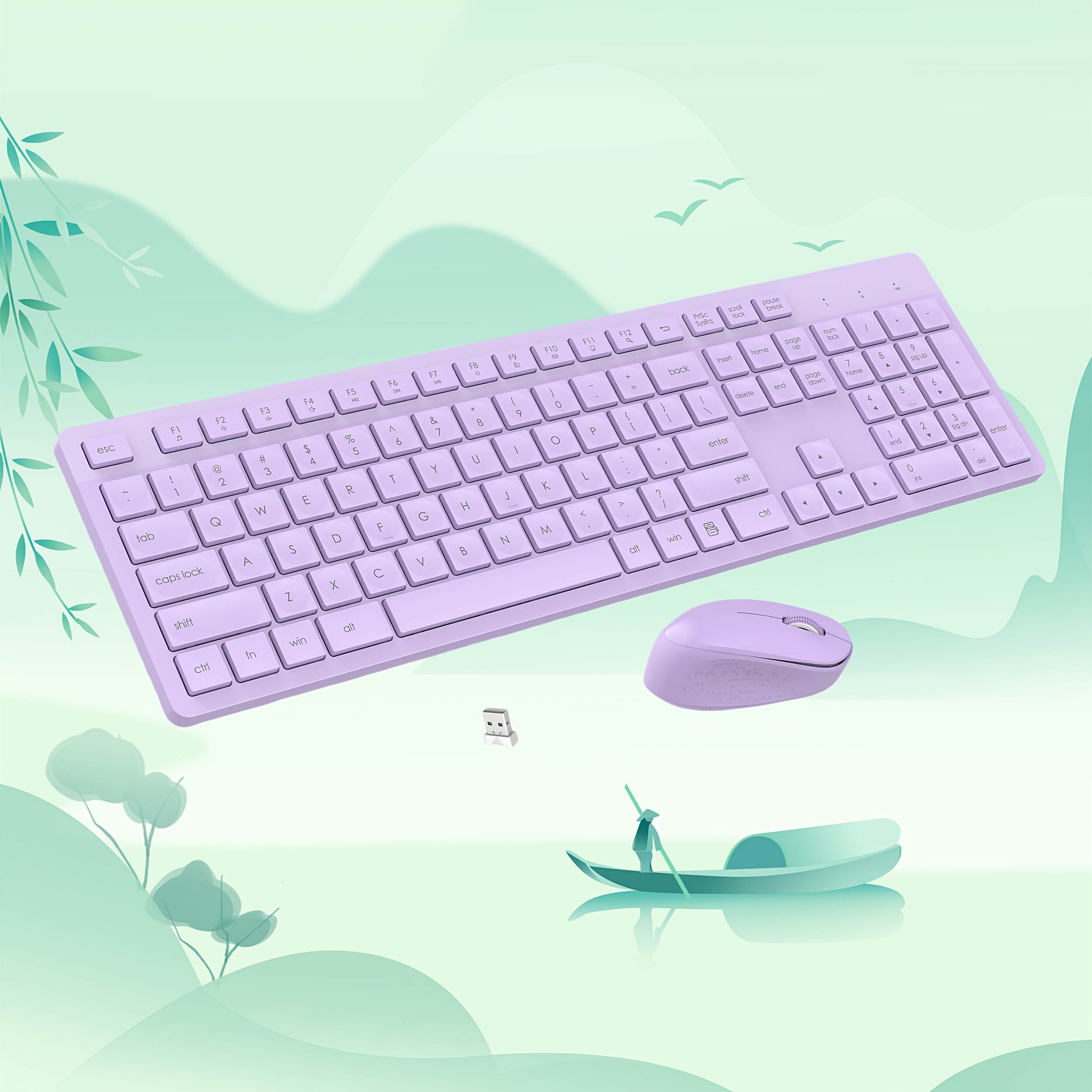 Wireless Keyboard And Mouse Set Business Office Typing Home Splash Resistant Light Sound Thin And Light Portable Durable Peripheral Keyboard And Mouse Laptop Desktop Universal [Cost-effective] Wireless Set