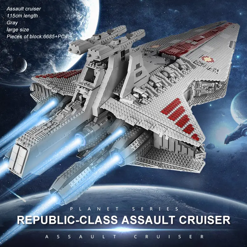 Star Spaceship Republic Attack Cruiser Building Block Toy UCS MOC Collection 6685 Pcs Replica Rocket Model Kit Model Aircraft