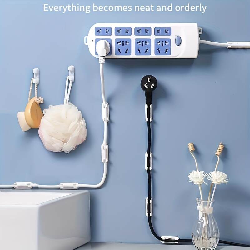 [20pcs Adjustable Cable Clips] 20pcs Strong Adjustable Adhesive Cable Management Clips | Wire Organizers for TV/PC/Network Cables, Under Desk & Wall Cord Holders for Home Office Organization, No Residue Removal