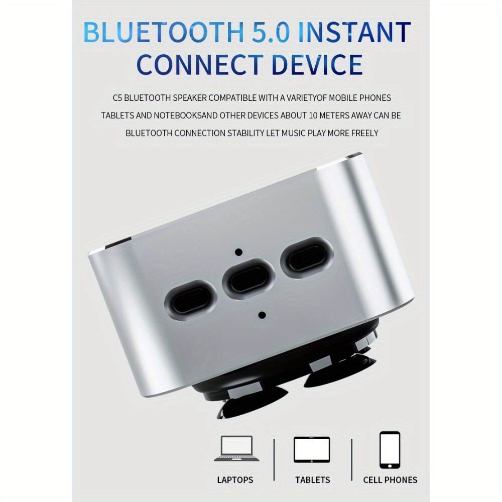 Wireless TWS Speaker | Compact, High-Fidelity Sound, 360° Surround Sound, Sleek Metallic Shell, USB Type-C Charging, Dynamic Audio Experience for Computers