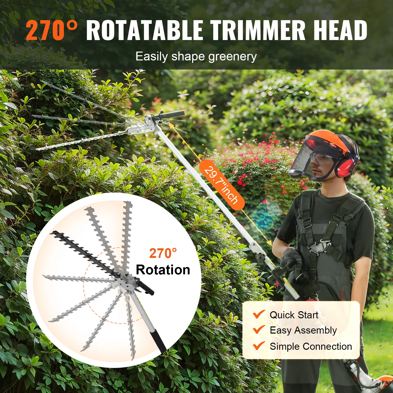 Multi-Functional Trimming Tools, Various specifications, Gas Hedge Trimmer, Weed Eater, String Trimmer, Edger, Pole Saw Chainsaw Pruner with Extension Pole Lawn Mower Garden