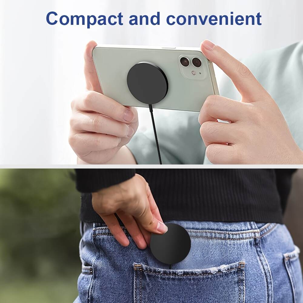 Portable Pocket Wireless Charger - Fast 30W Charging, Low Heat, Magnetic USB-Powered Charger for Phones, Earphones & Headphones, Strong Compatibility with iPhone, Android & Smart Devices, Portable Phone Charger