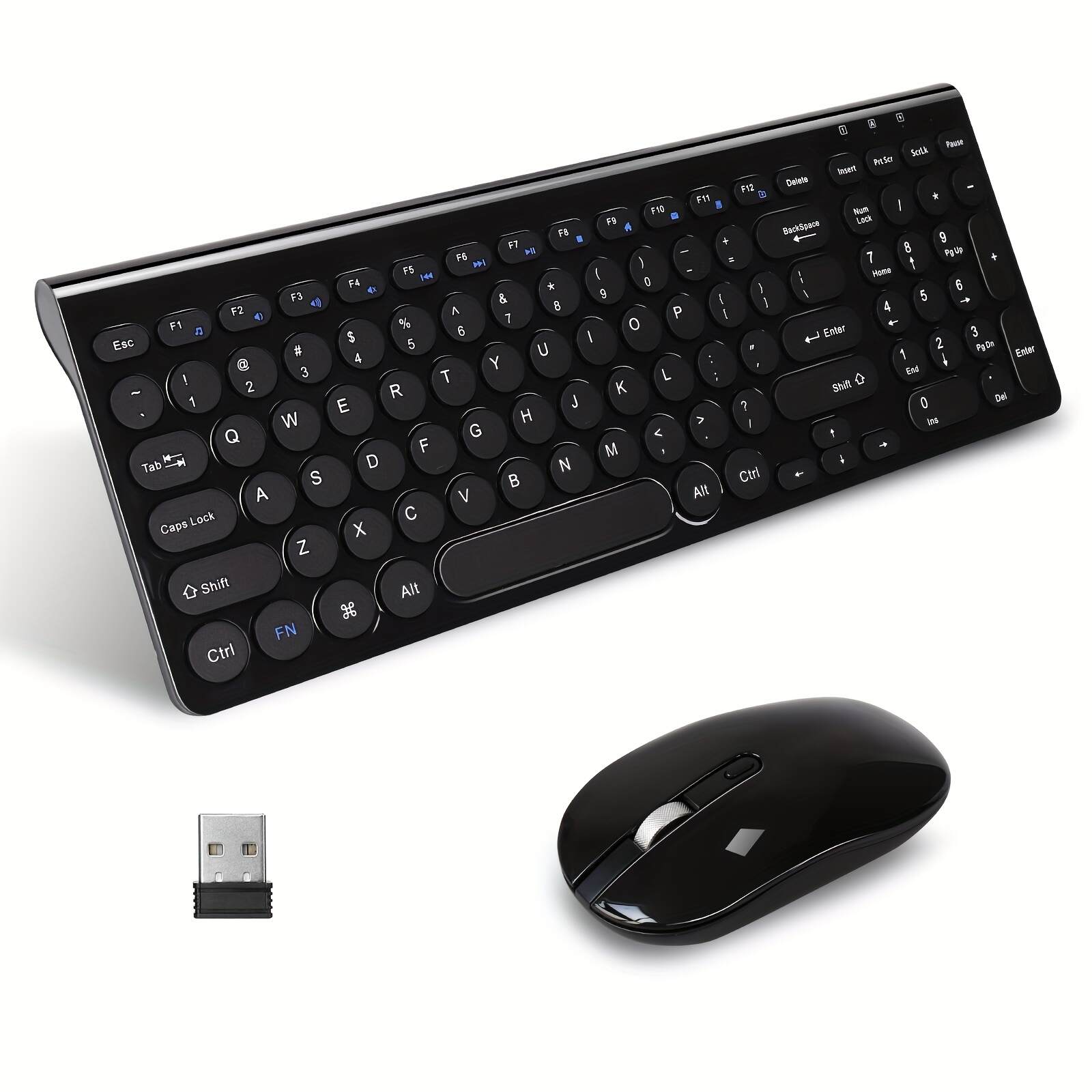 Wireless Keyboard & Mouse Combo, Wireless USB Mouse & Computer Keyboard Combo, Small & Silent, For Windows Laptops, Desktops, PCs