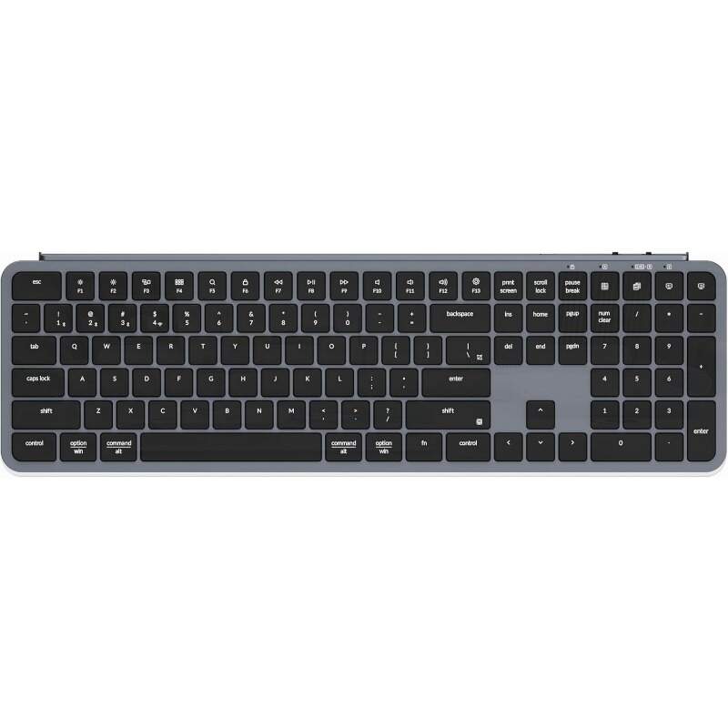 B6 Pro UltraThin Wireless Keyboard FullSize ZMK with Numeric Keypad Quiet Typing 2.4 GHz Bluetooth 5.2 Wired Connection Long Battery Life Compatible with Mac Windows Linux Space Gray