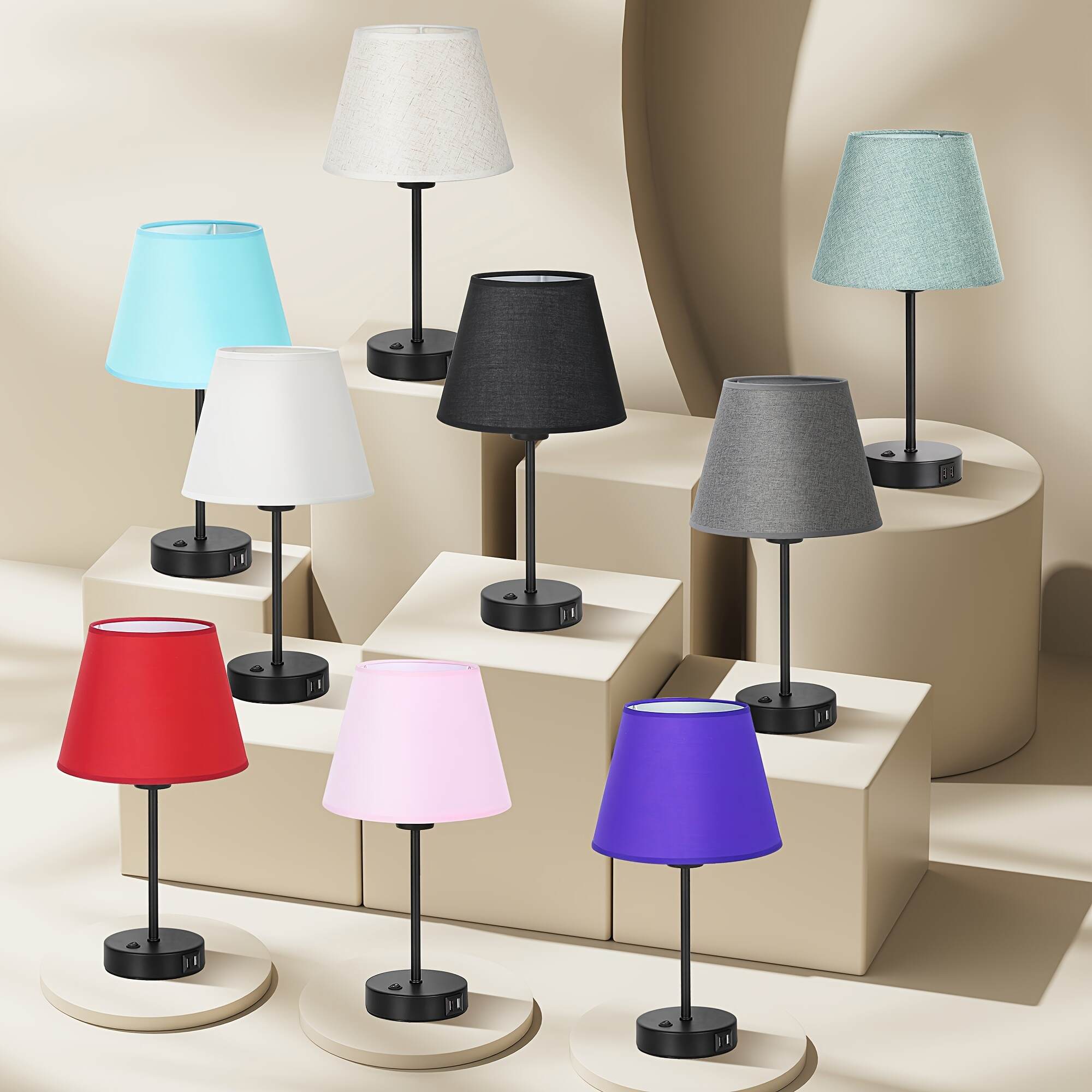 Modern Table Lamps Set Of 2 with Dual USB Charging Ports - Perfect for Bedroom, Living Room, Study Room