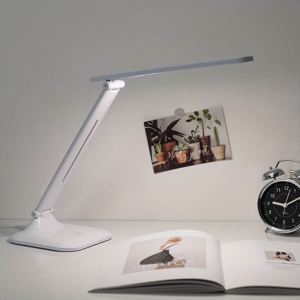 Modern LED Desk Lamp with Touch Control, USB Powered, Adjustable Brightness, Eye-Caring Anti-Blue Light, Polished Finish for Reading & Study, Ergonomic Design for Comfortable Use, Study Desk Lamp | Modern Desk Lamp | Plastic Construction