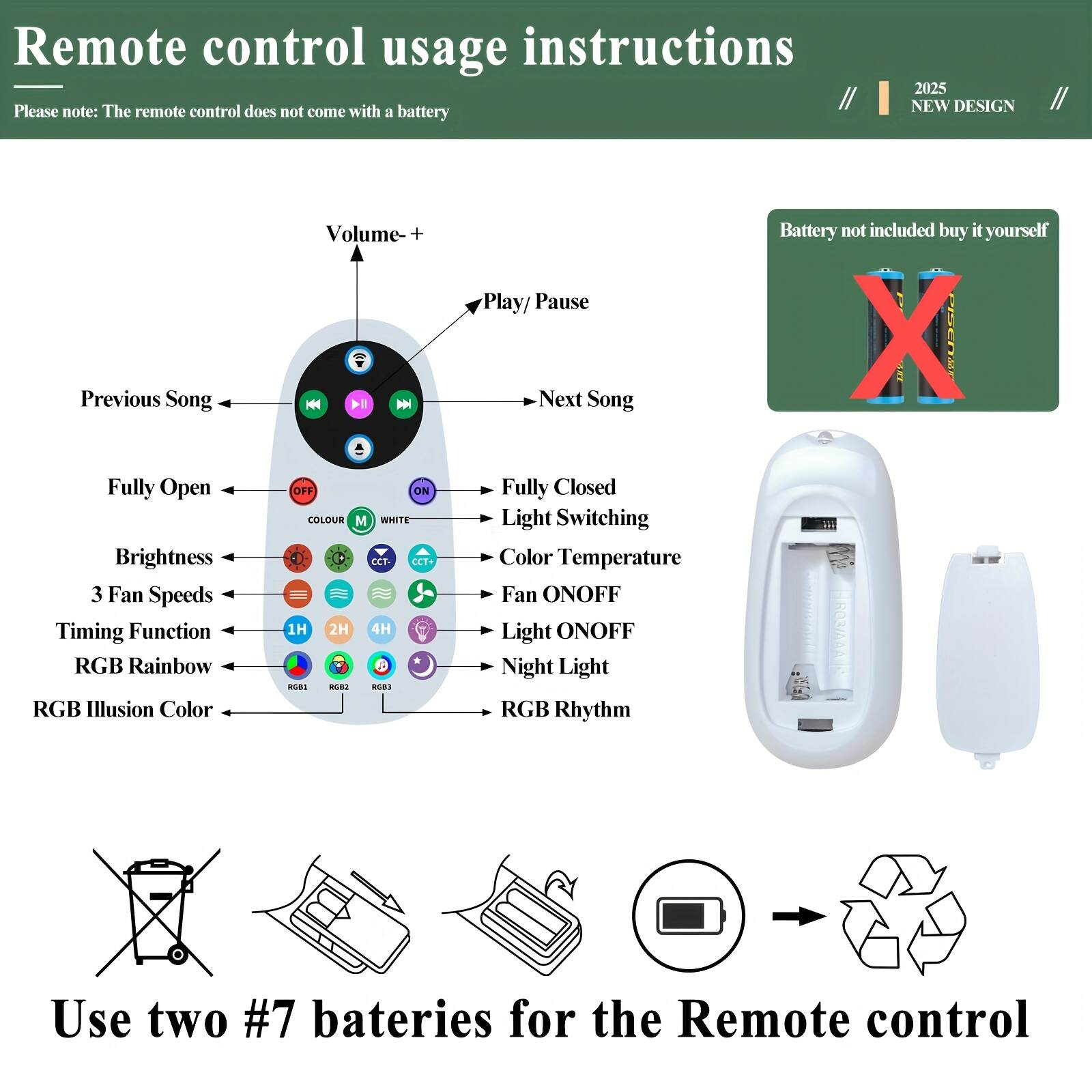 Smart RGB Rainbow Music Rhythm Speaker LED Fan with Light, 3-speed Socket Fan Light, Remote Control Timing, 3 Colors 3000-6500k Dimmable, Suitable for Home, Office, Restaurant, Party