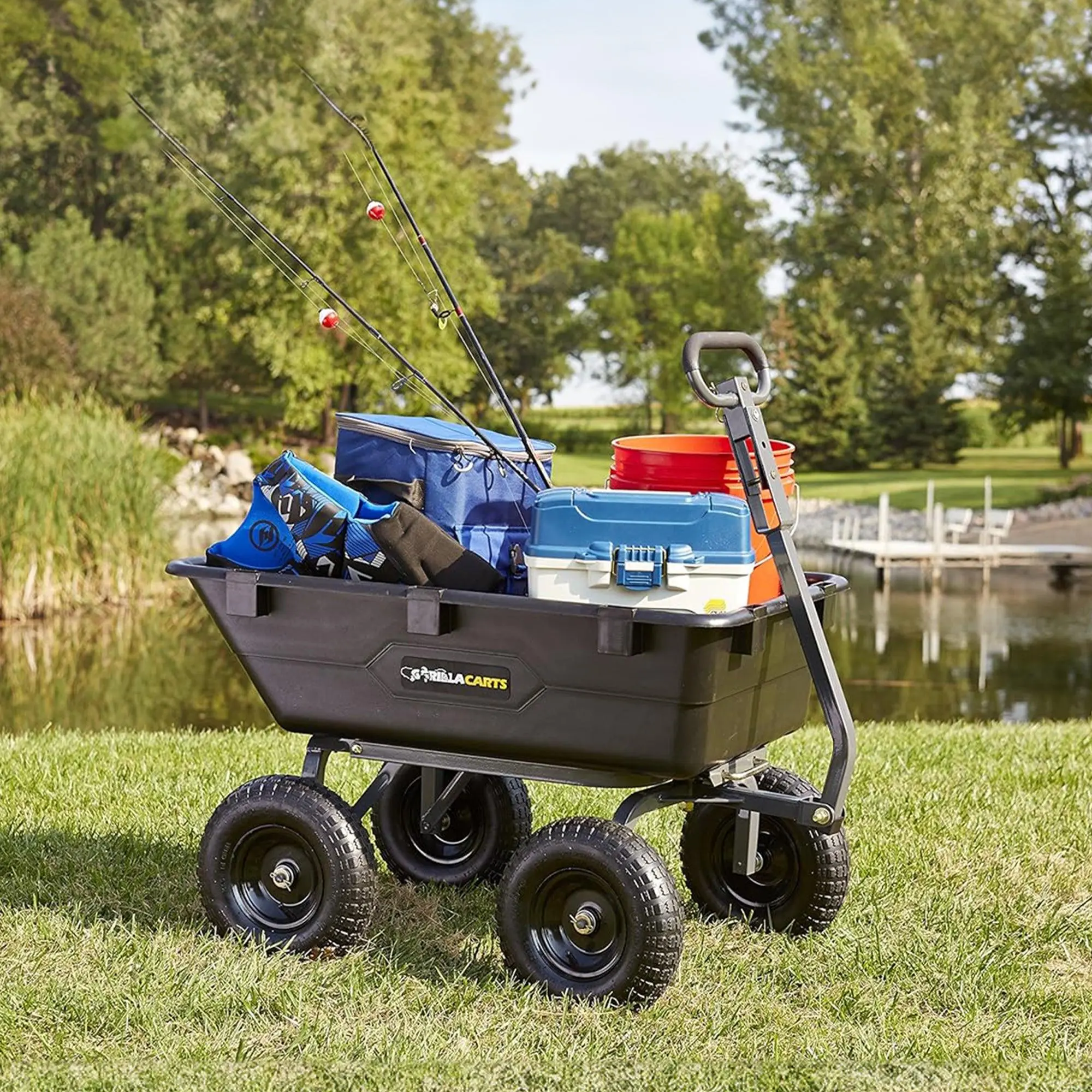 Heavy Duty Poly Yard Dump Cart – 600 lb / 800 lb / 1200 lb Utility Garden Wagon