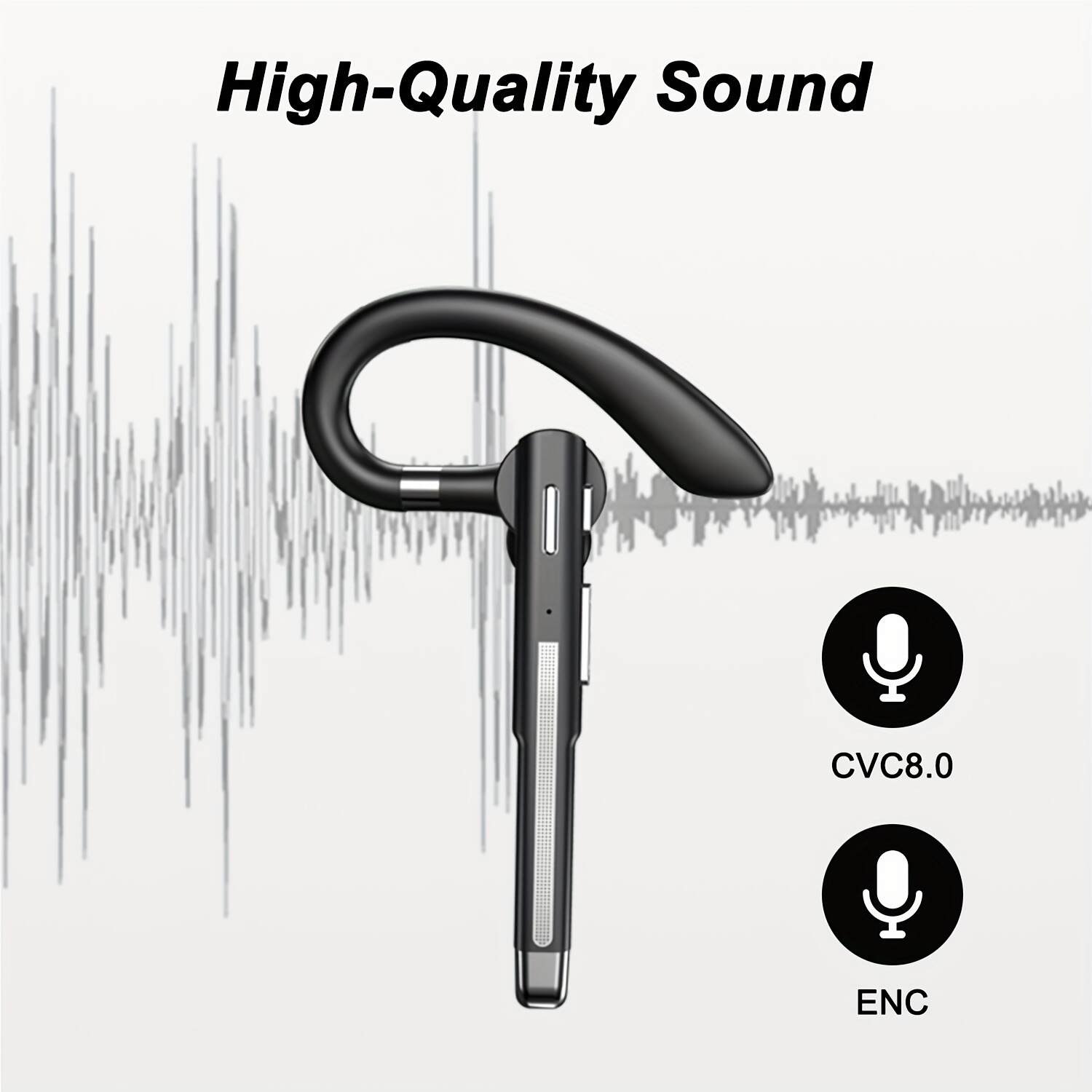 120-Hour Wireless Single-Ear Business Earbud | HD Noise-Cancelling Microphone, 500mAh Battery, Comfortable Fit, Compatible With All Smartphones